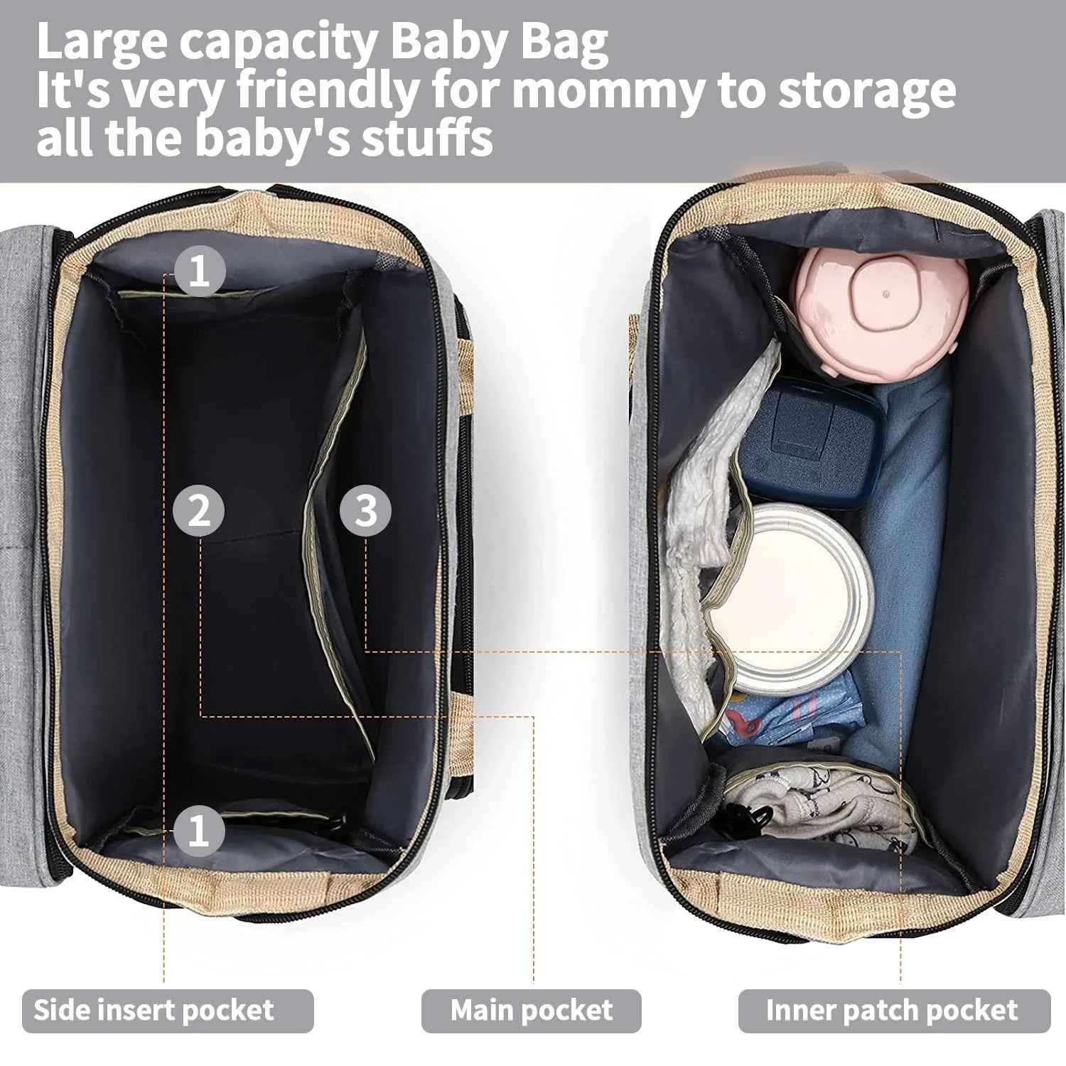Baby Diaper Bag Nappy Stroller Bags for Baby Maternity Bag Backpacks Crib Newborn Mommy Bag Changing Table Baby Bags for Mom - BabyNestia