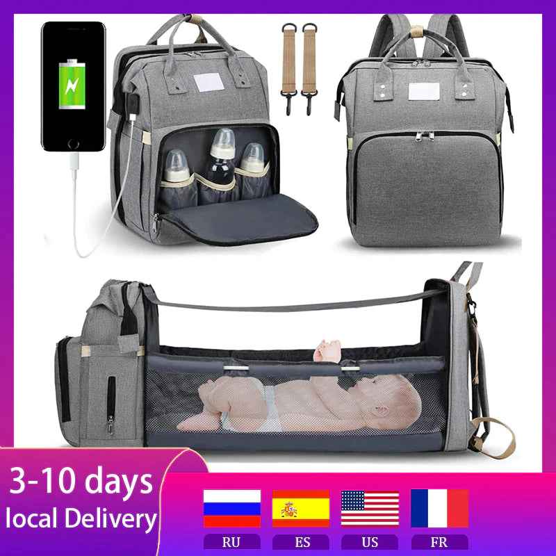 Baby Diaper Bag Nappy Stroller Bags for Baby Maternity Bag Backpacks Crib Newborn Mommy Bag Changing Table Baby Bags for Mom - BabyNestia