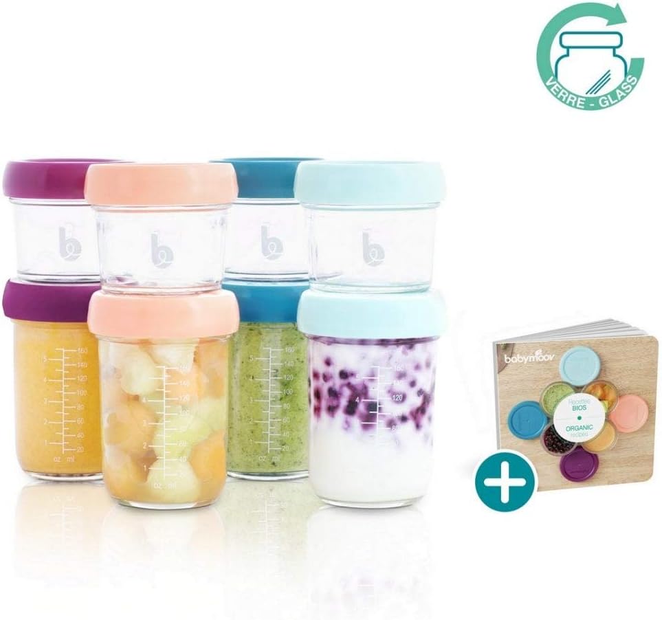 Babymoov Babybols Lot de Pots de Conservation Verre 4x100ml & 4x220 ml - Couvercles Hermétiques - BabyNestia