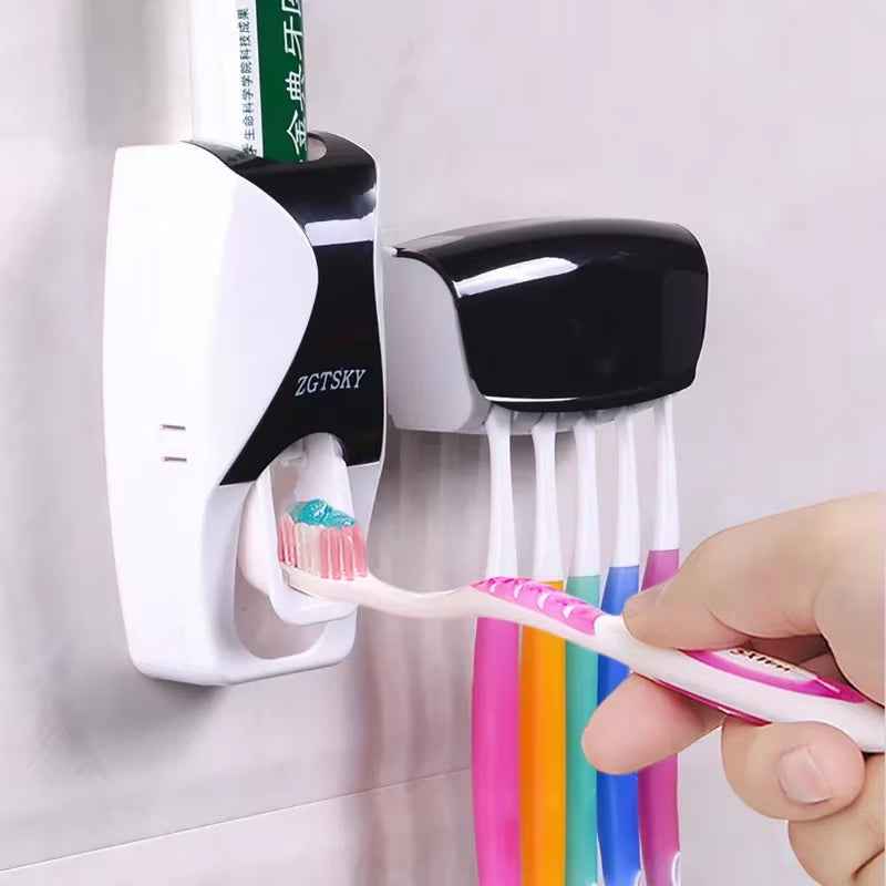 Bathroom Accessories Automatic Toothpaste Dispenser Dust - Proof Toothbrush Holder Wall Mount Stand Toothpaste Squeezers Tooth - BabyNestia