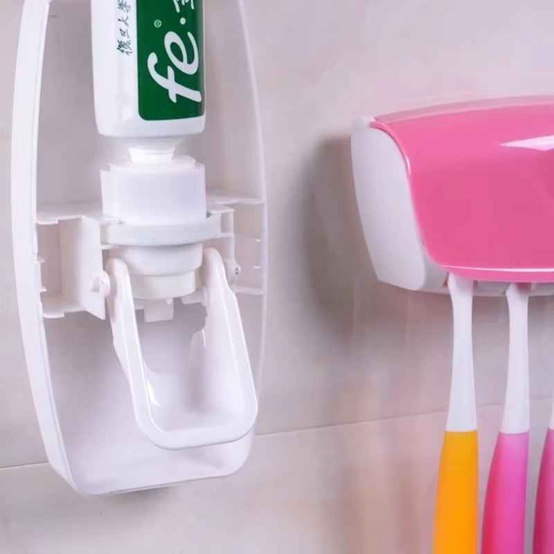 Bathroom Accessories Automatic Toothpaste Dispenser Dust - Proof Toothbrush Holder Wall Mount Stand Toothpaste Squeezers Tooth - BabyNestia