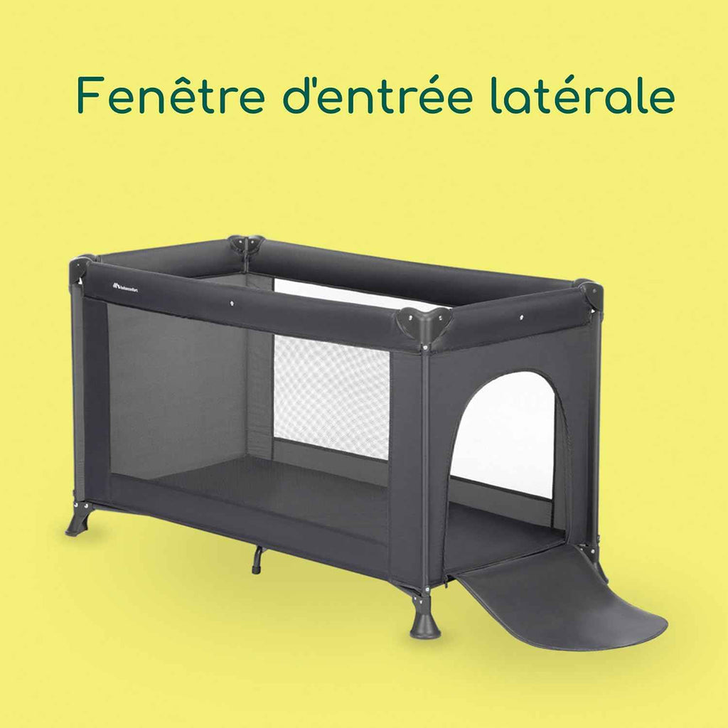 Bebeconfort Sweet Dreams, Lit Parapluie Bébé, 0-3 Ans (0-15 kg), Léger, Grand Matelas, Ouverture Latérale, Design Pliable, Sac de Transport Inclus, Mineral Graphite