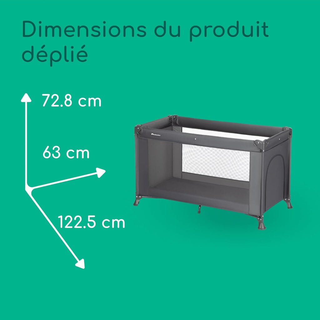 Bebeconfort Sweet Dreams, Lit Parapluie Bébé, 0 - 3 Ans (0 - 15 kg), Léger, Grand Matelas, Ouverture Latérale, Design Pliable, Sac de Transport Inclus, Mineral Graphite - BabyNestia