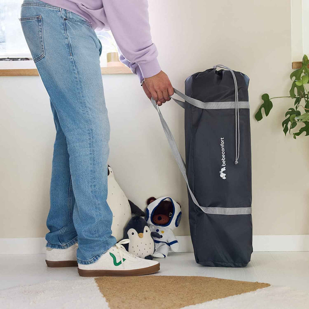 Bebeconfort Sweet Dreams, Lit Parapluie Bébé, 0-3 Ans (0-15 kg), Léger, Grand Matelas, Ouverture Latérale, Design Pliable, Sac de Transport Inclus, Mineral Graphite