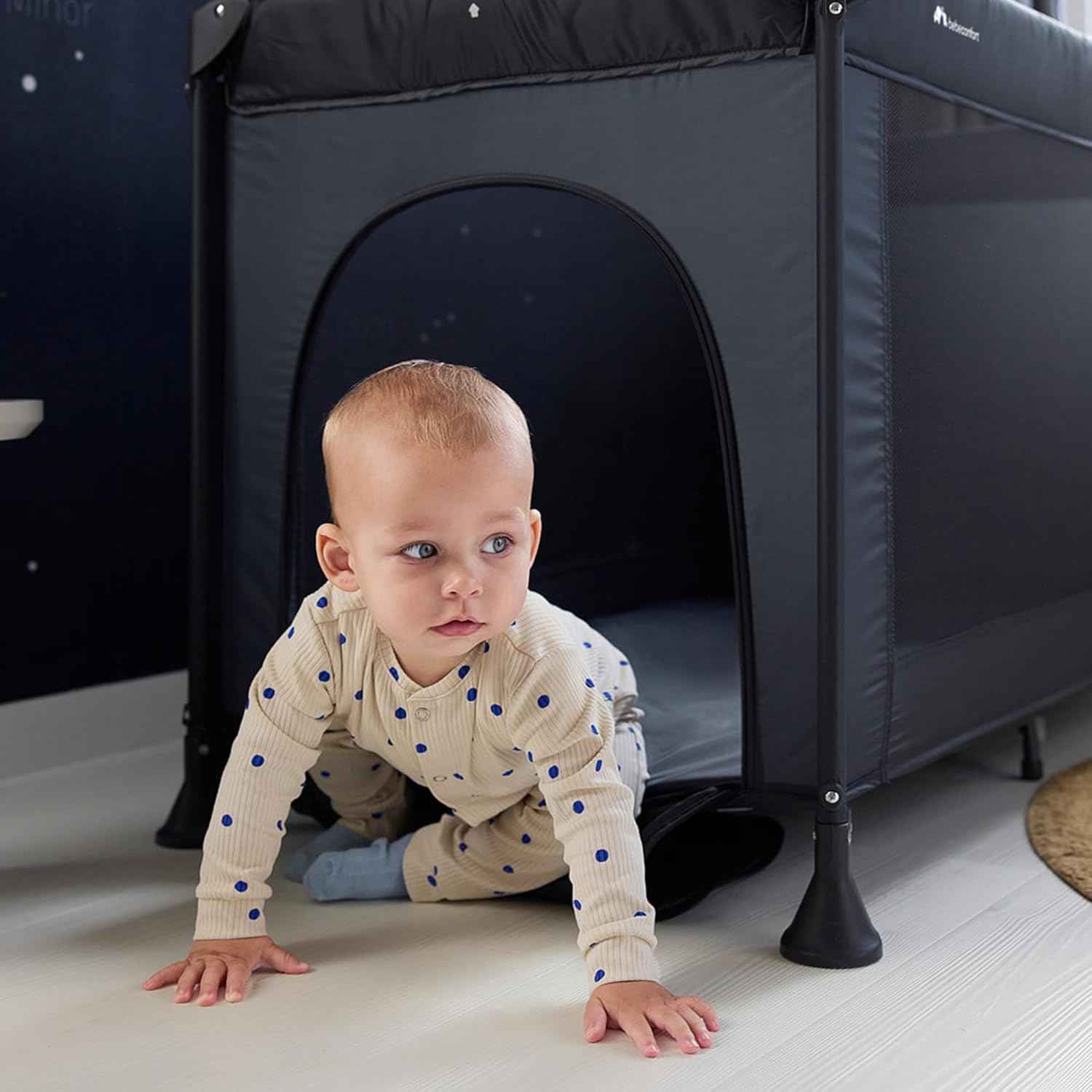 Bebeconfort Sweet Dreams, Lit Parapluie Bébé, 0-3 Ans (0-15 kg), Léger, Grand Matelas, Ouverture Latérale, Design Pliable, Sac de Transport Inclus, Mineral Graphite