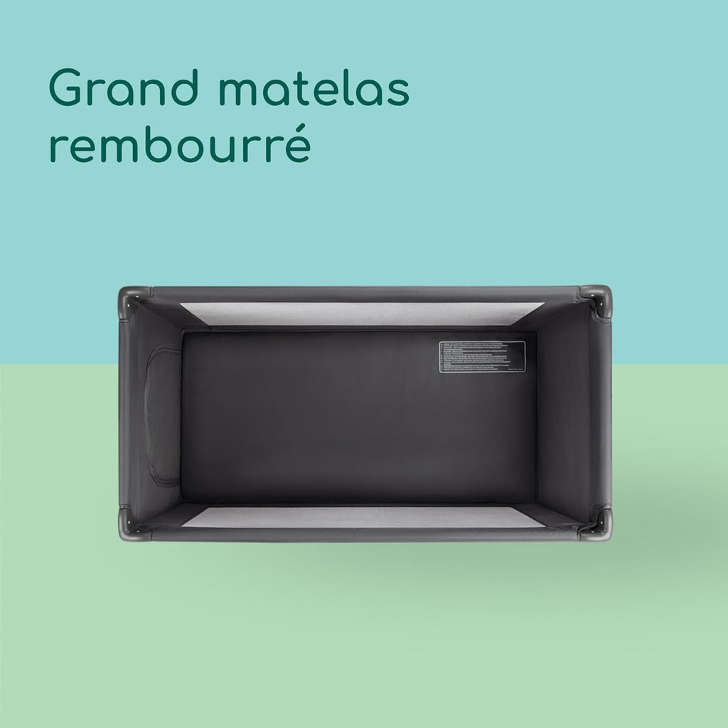 Bebeconfort Sweet Dreams, Lit Parapluie Bébé, 0 - 3 Ans (0 - 15 kg), Léger, Grand Matelas, Ouverture Latérale, Design Pliable, Sac de Transport Inclus, Mineral Graphite - BabyNestia