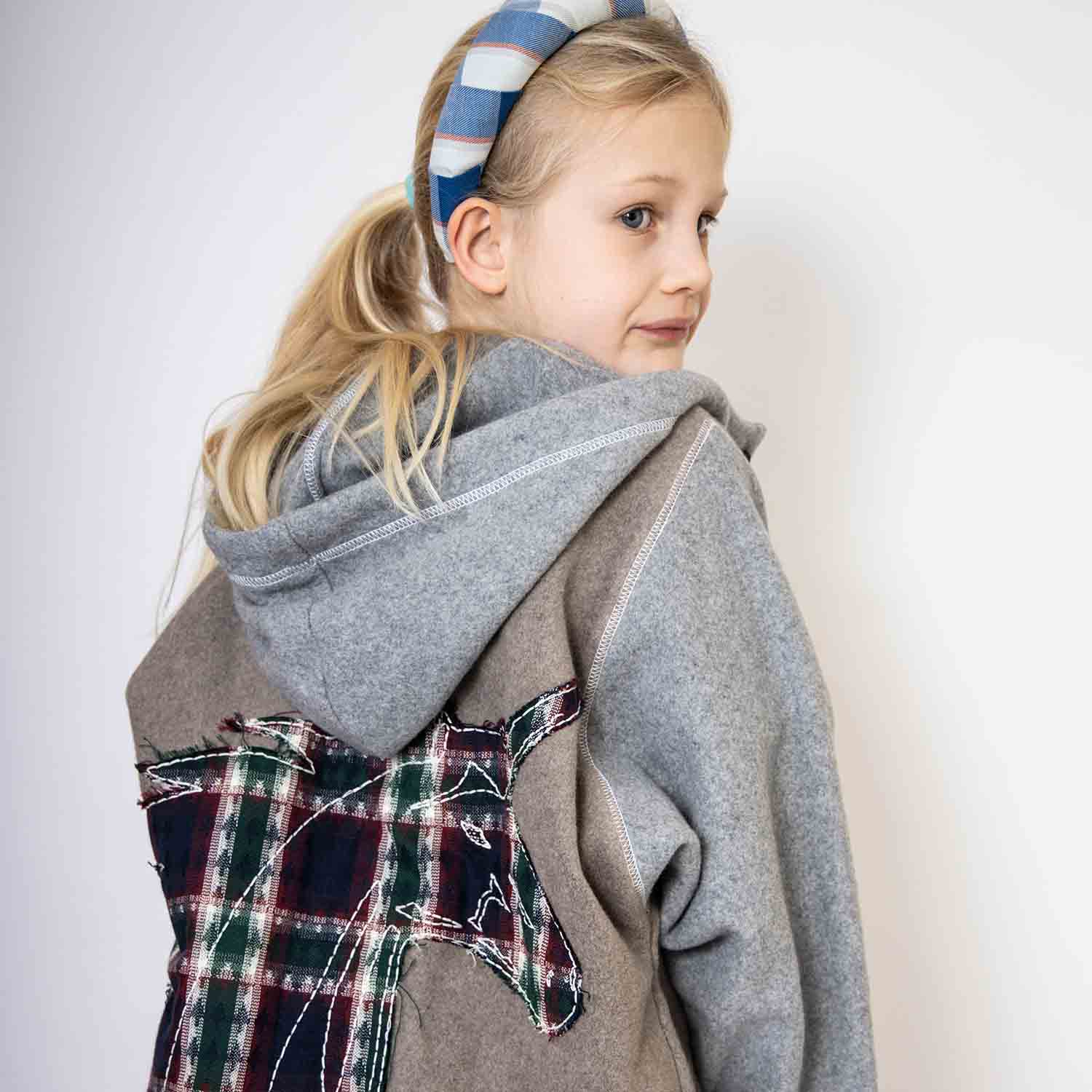 Beige Fleece Hoodie for Kids with Unicorn Applique - BabyNestia