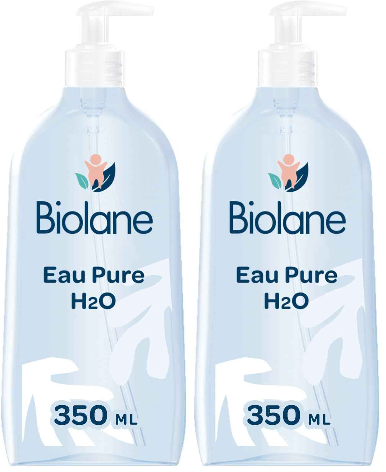 BIOLANE - Eau Pure H2O - Nettoyant Pour Le Visage, Corps Et Siège Du Bébé - Sans rinçage - 1 flacon -pompe 750ml - Fabriqué en France