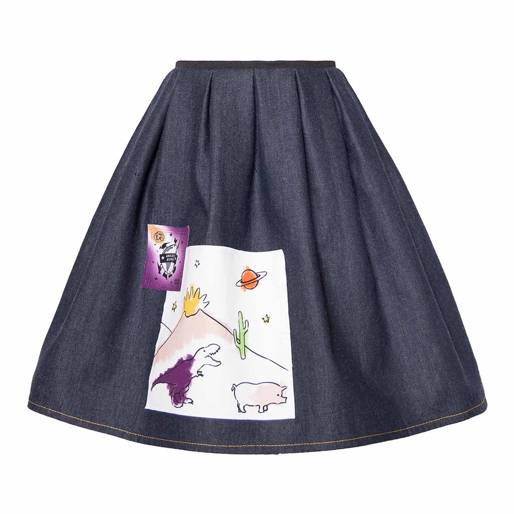 Blue Denim Skirt with Appliqué - BabyNestia