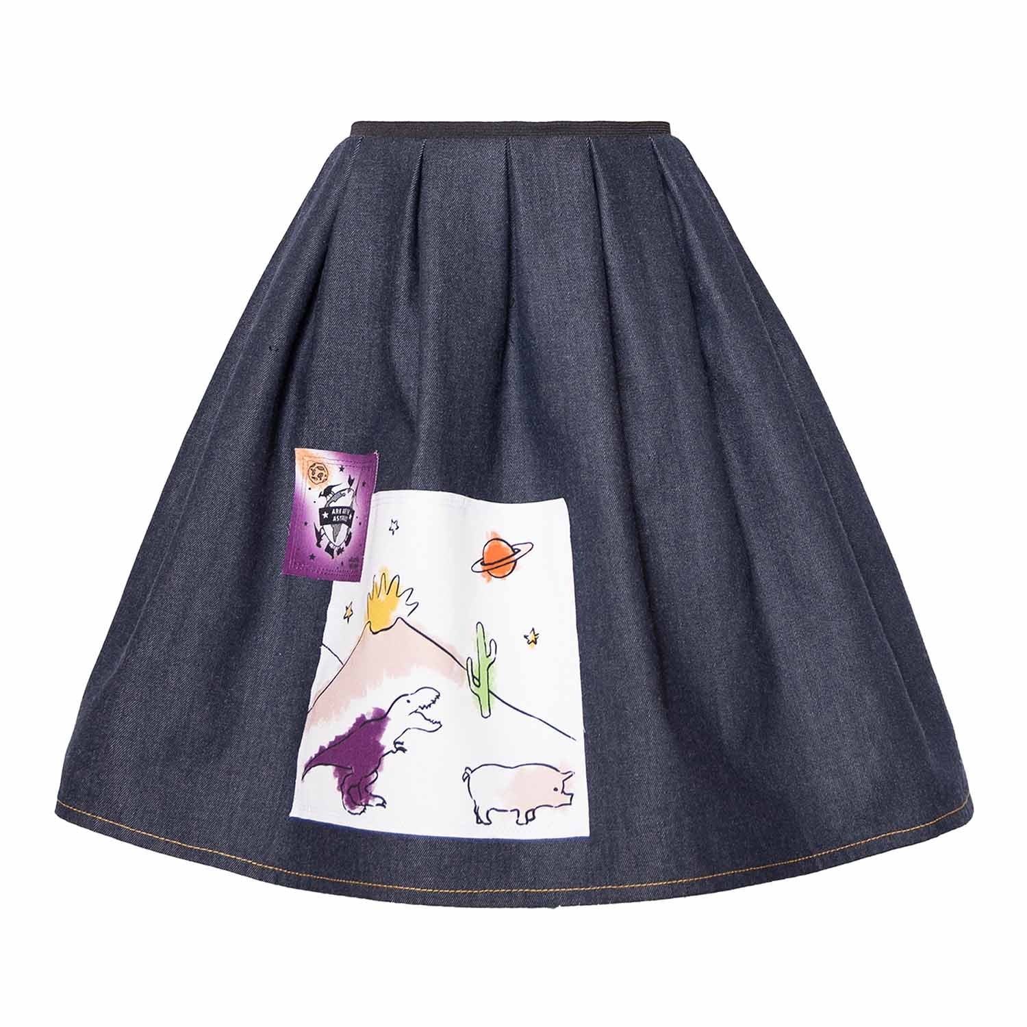 Blue Denim Skirt with Appliqué - BabyNestia