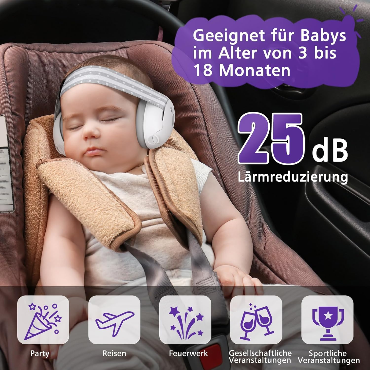 Casque anti - bruit pour bébé de 0 à 2 ans, protection auditive pour enfants, avec réduction de bruit, pour le quotidien et les événements - BabyNestia