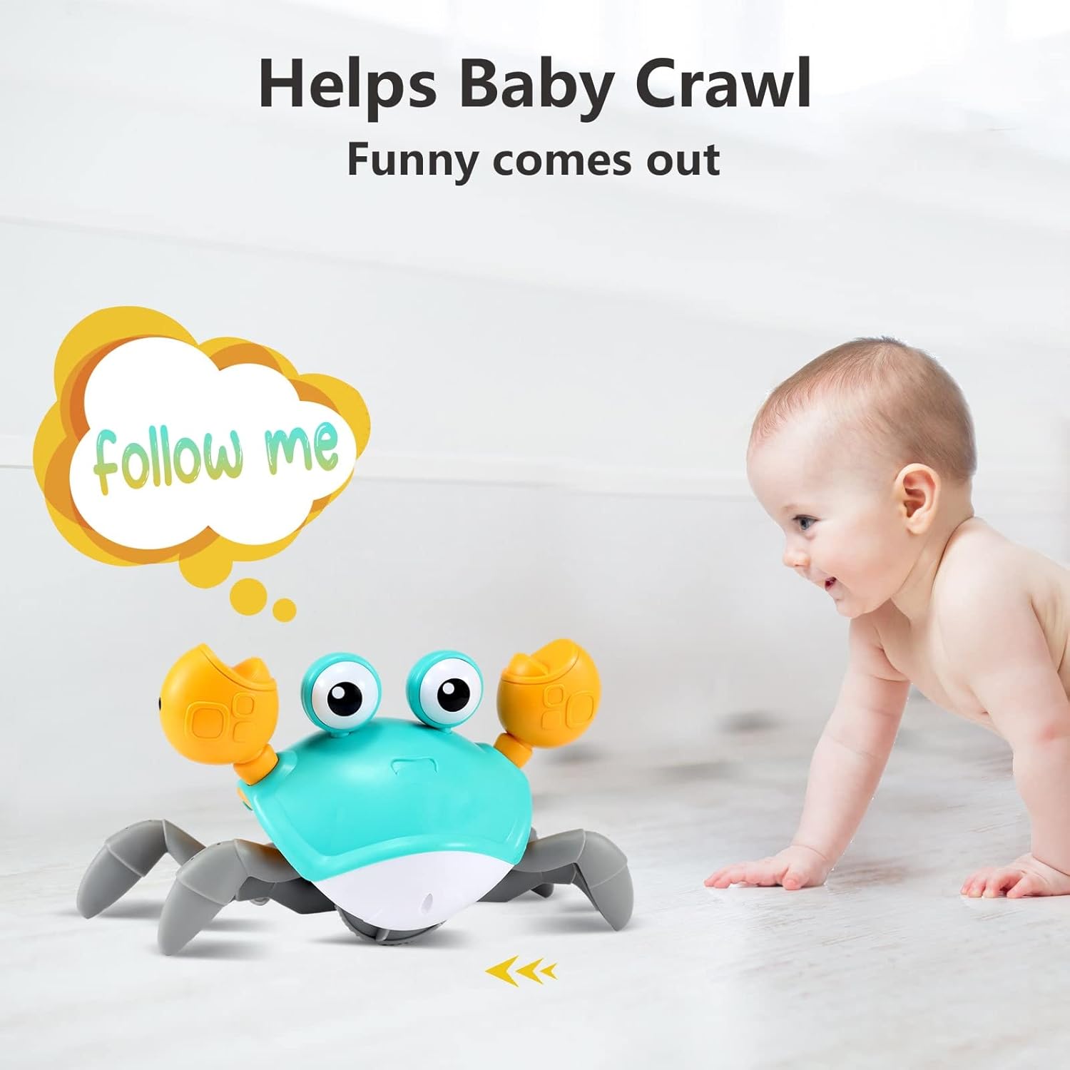 control future Crawling Crab Baby Toy - Infant Tummy Time Toys 3 4 5 6 7 8 9 10 11 12 Babies Boy 3 - 6 6 - 12 Learning Crawl 9 - 12 12 - 18 Walking Toddler 36 Months Old Music Development 1st Birthday Gifts - BabyNestia
