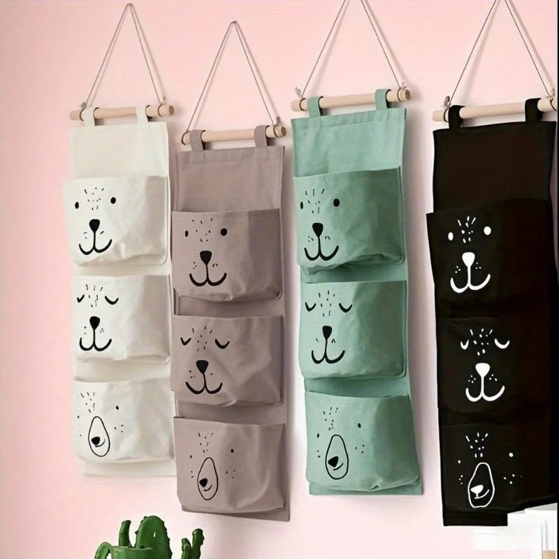 Door Storage Bag with 3 Pockets,Canvas Hanging Storage Bag,Suitable for Storing Toys,Diapers,Socks, Bras,Handicrafts,60cm Length - BabyNestia