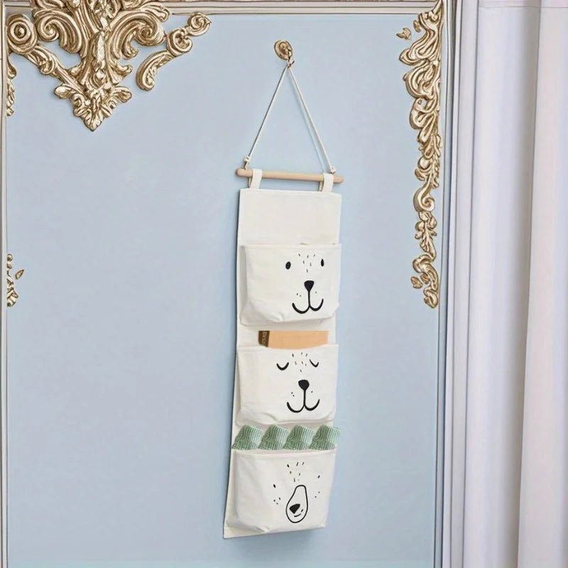 Door Storage Bag with 3 Pockets,Canvas Hanging Storage Bag,Suitable for Storing Toys,Diapers,Socks, Bras,Handicrafts,60cm Length - BabyNestia