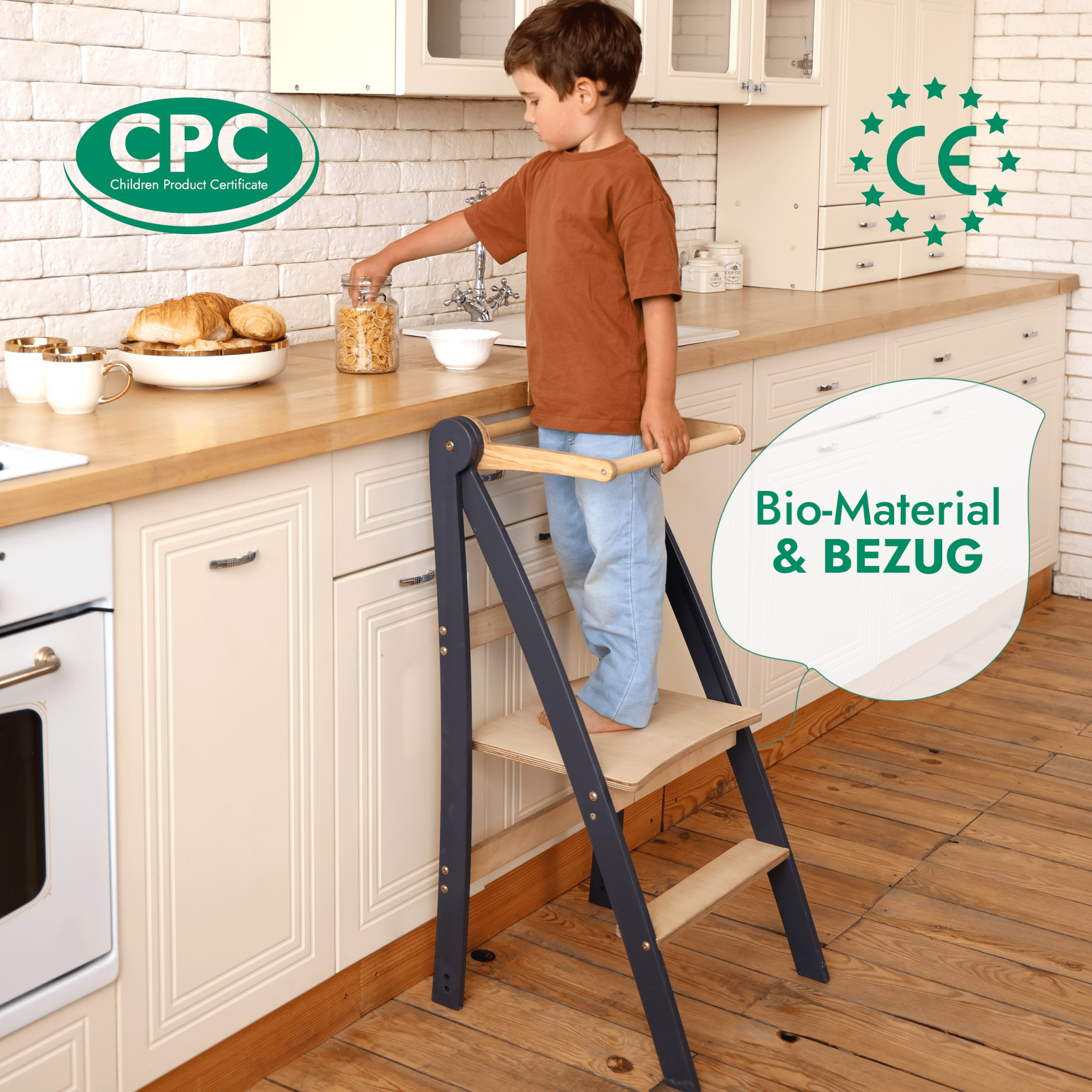 Échelle d’apprentissage en bois Montessori : tabouret pour enfants – Beige** - BabyNestia