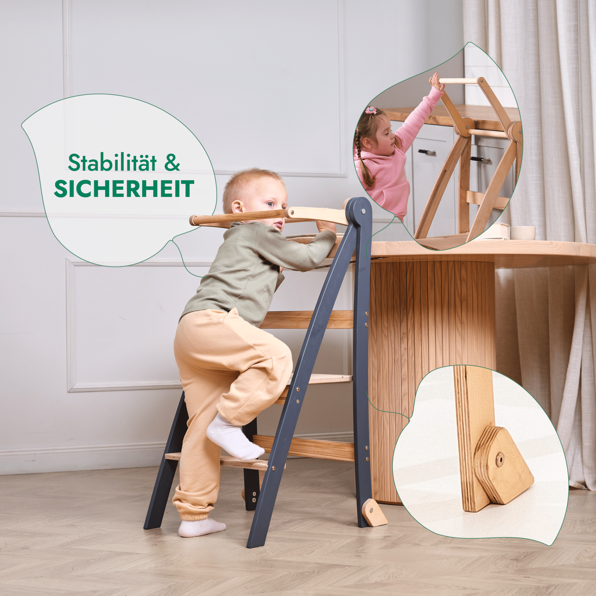 Échelle d’apprentissage en bois Montessori : tabouret pour enfants – Beige** - BabyNestia