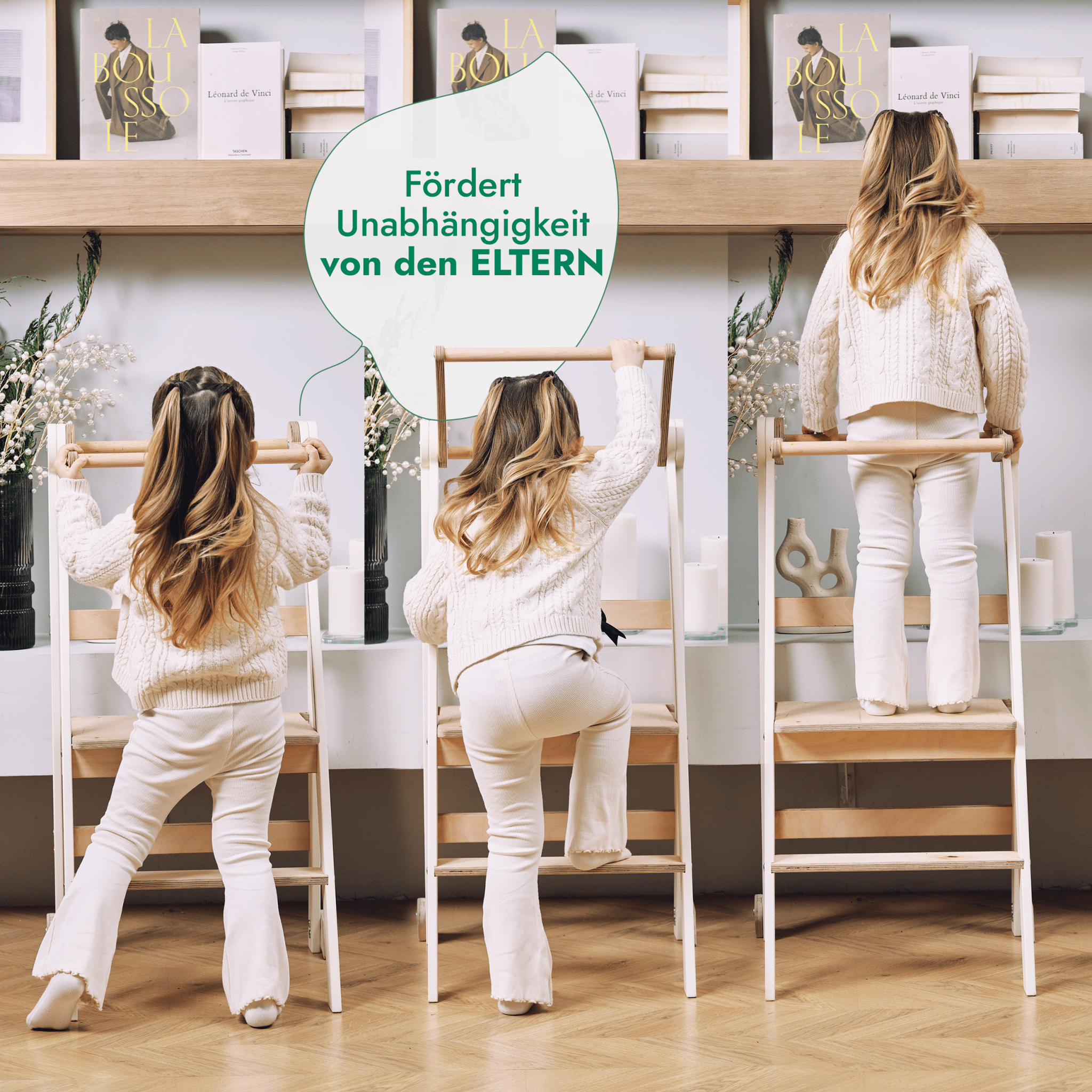 Échelle d’apprentissage en bois Montessori : tabouret pour enfants – Beige** - BabyNestia