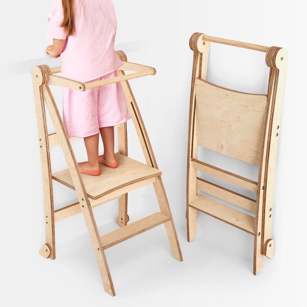 Échelle d’apprentissage en bois Montessori : tabouret pour enfants – Beige** - BabyNestia