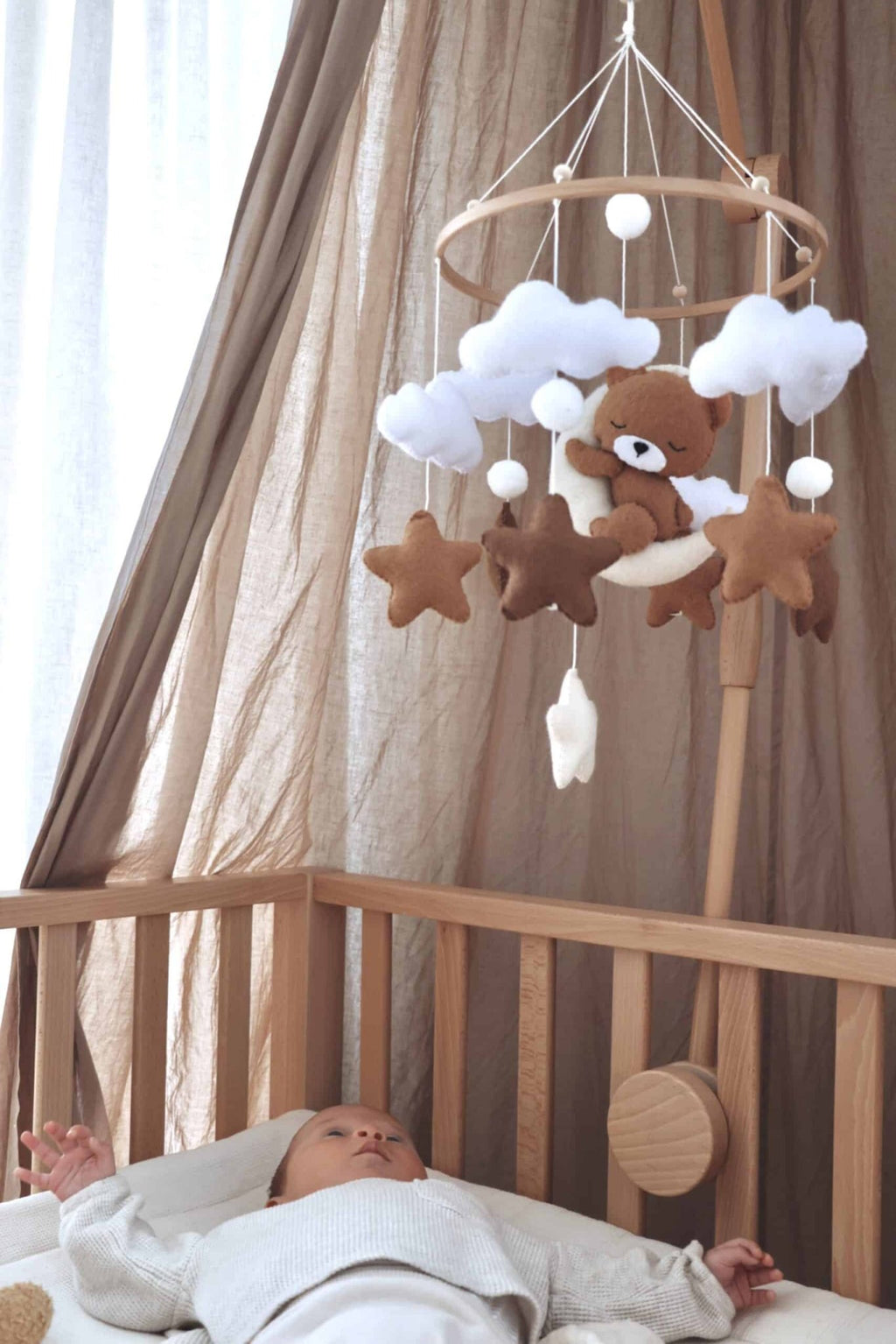 Handmade Sleeping Teddy baby mobile - BabyNestia