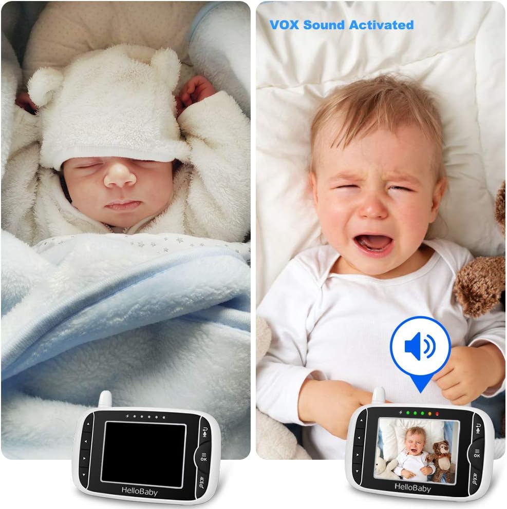 HelloBaby Babyphone HB32 Moniteur Vidéo sans Fil avec Appareil Photo Numérique, Camera Bebe Surveillance de la Température de Vision Nocturne et Système de Communication Bidirectionnelle - BabyNestia