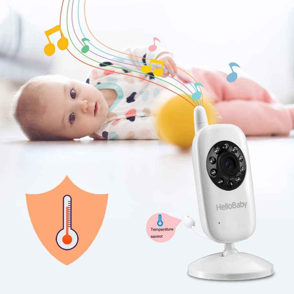HelloBaby Babyphone HB32 Moniteur Vidéo sans Fil avec Appareil Photo Numérique, Camera Bebe Surveillance de la Température de Vision Nocturne et Système de Communication Bidirectionnelle - BabyNestia