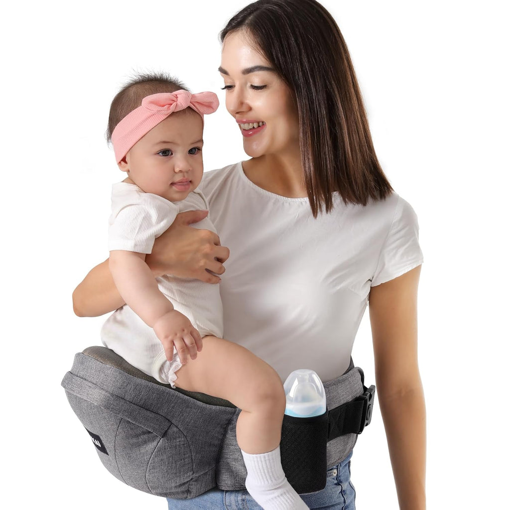 HKAI Porte - bébé avec siège hanches (Baby Hip Carrier) • Lauréat du Mom’s Choice Award • Porte - bébé avec ceinture ajustable et tissu respirant en mesh • Conception ergonomique, avec surface anti - dérapante sur le siège pour plus de sécurité - BabyNestia