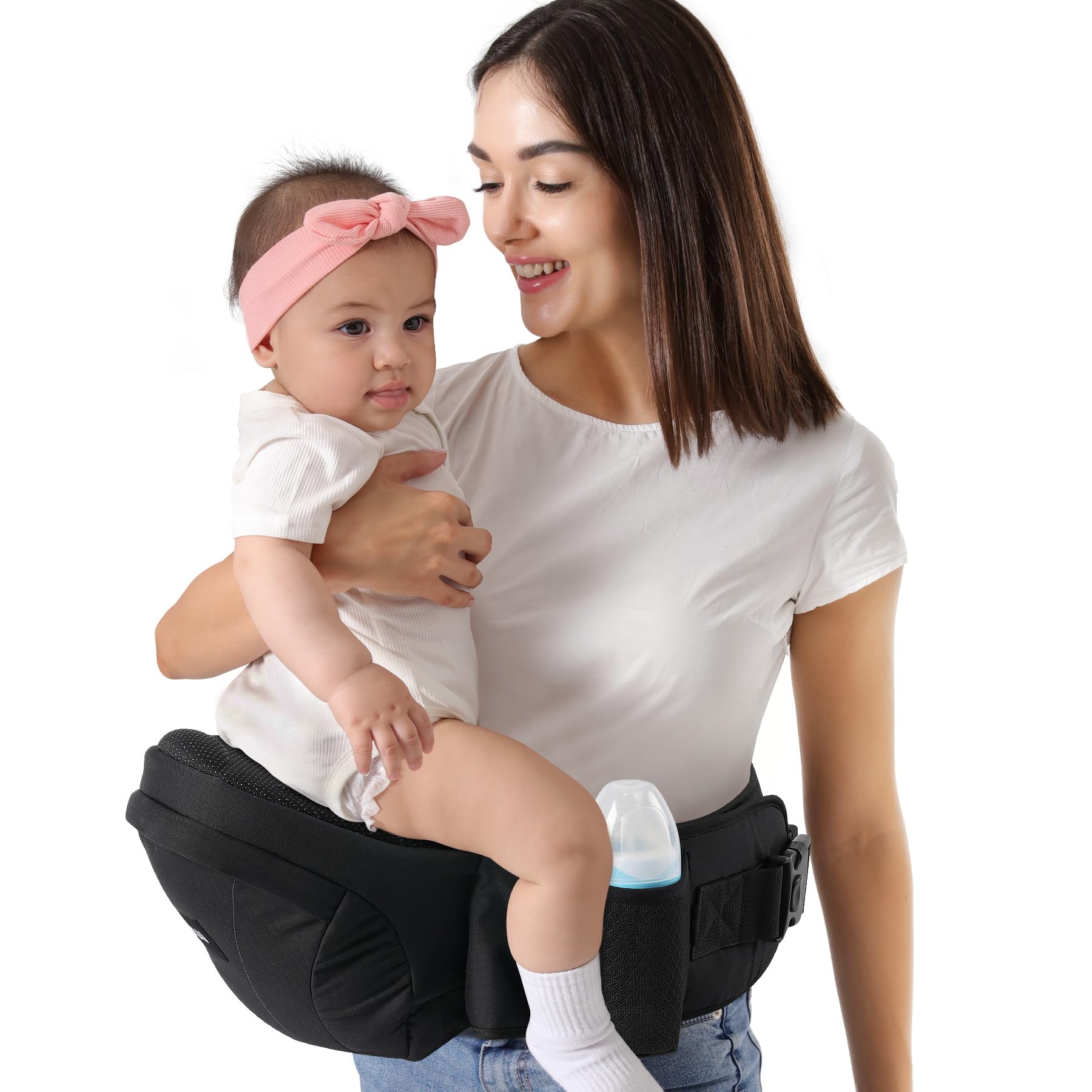 HKAI Porte - bébé avec siège hanches (Baby Hip Carrier) • Lauréat du Mom’s Choice Award • Porte - bébé avec ceinture ajustable et tissu respirant en mesh • Conception ergonomique, avec surface anti - dérapante sur le siège pour plus de sécurité - BabyNestia