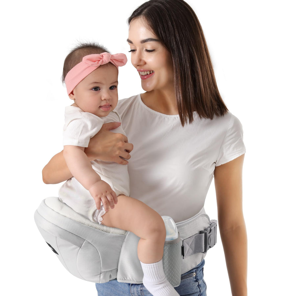HKAI Porte - bébé avec siège hanches (Baby Hip Carrier) • Lauréat du Mom’s Choice Award • Porte - bébé avec ceinture ajustable et tissu respirant en mesh • Conception ergonomique, avec surface anti - dérapante sur le siège pour plus de sécurité - BabyNestia