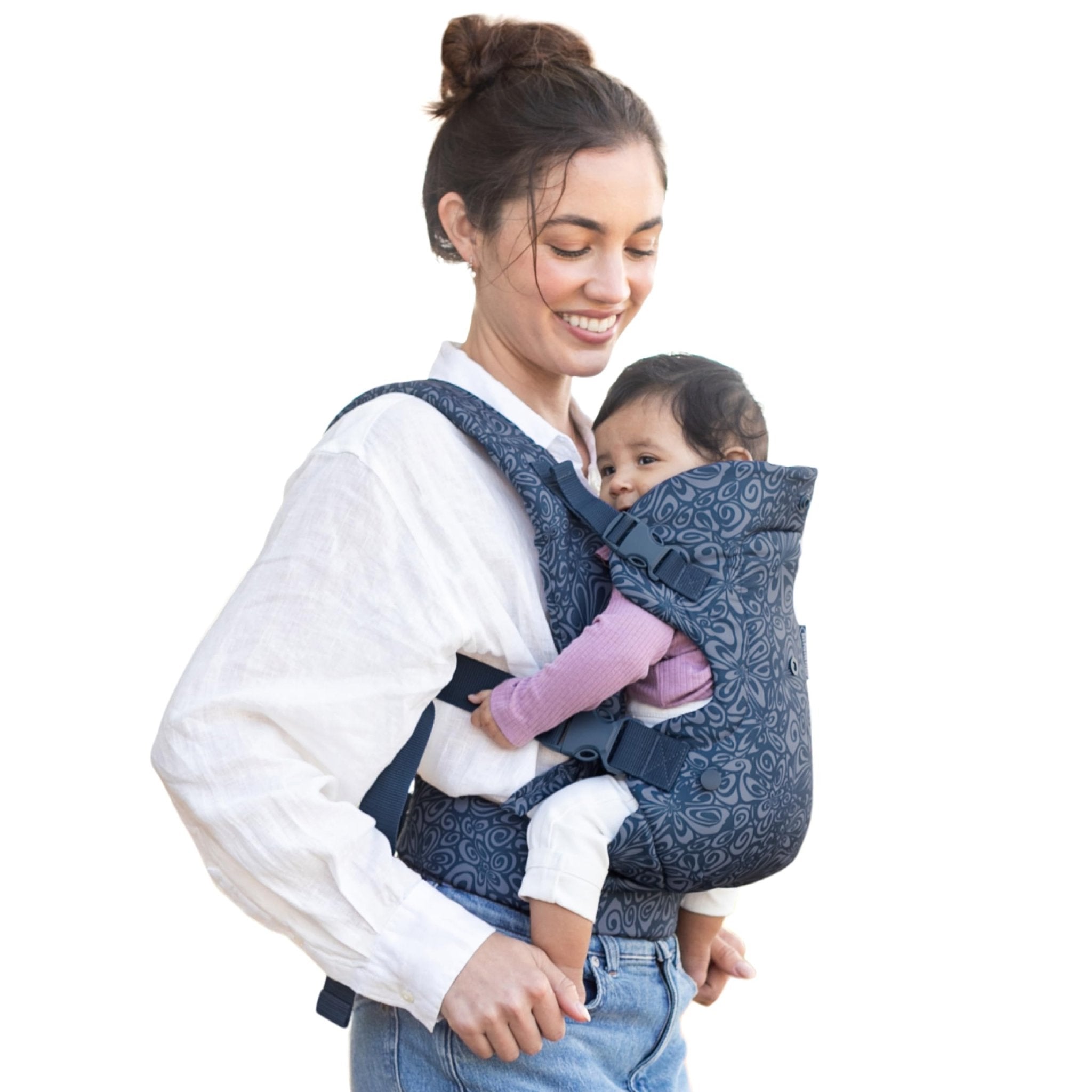 Infantino - Porte - bébé Flip 4 - en - 1 - Ergonomique - 4 façons de porter - Convertible - Confortable - Lanières Rembourrées - Ajustable - Support de Tête - Pour Bébés De 3,6 à 14,5 kg - Gris - BabyNestia