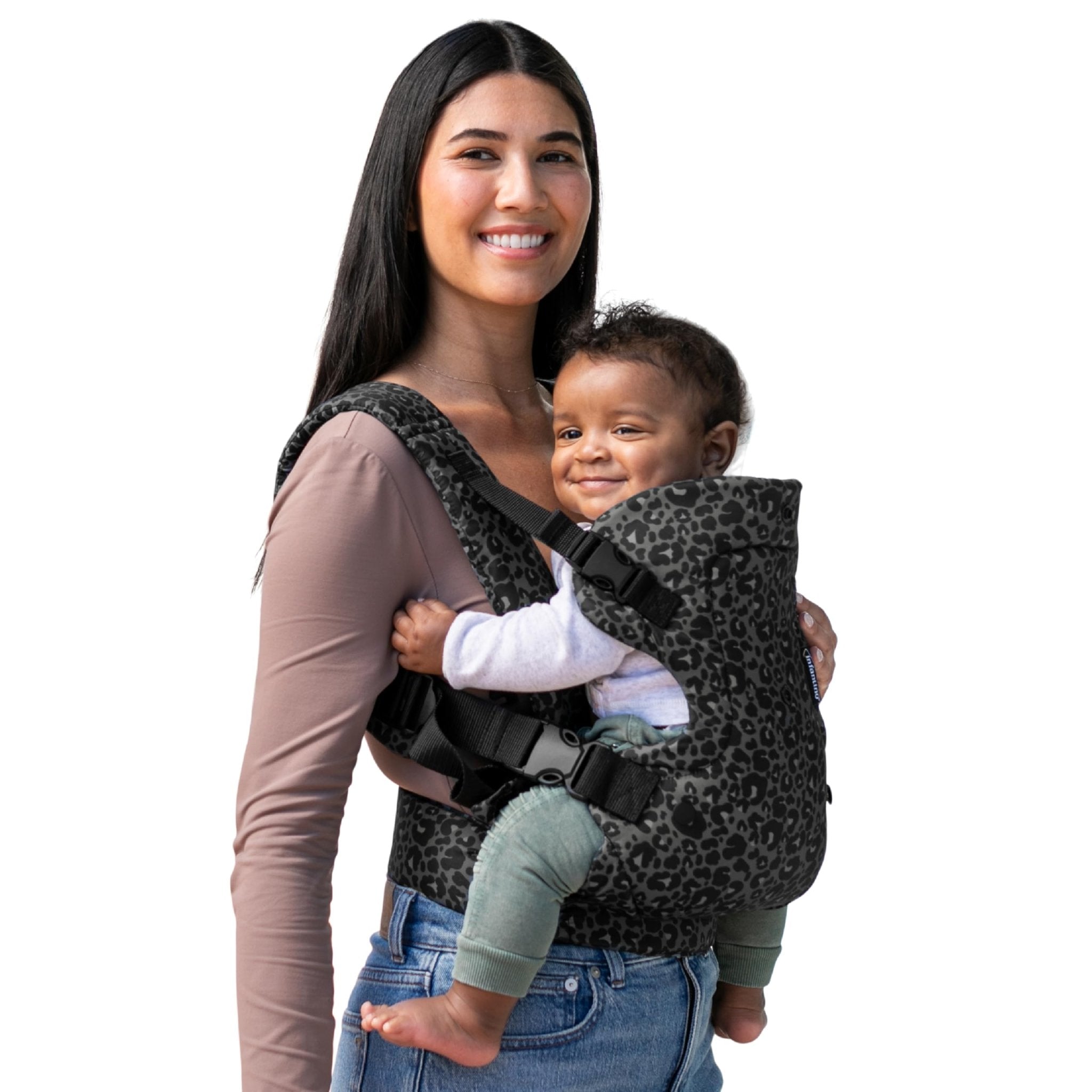 Infantino - Porte - bébé Flip 4 - en - 1 - Ergonomique - 4 façons de porter - Convertible - Confortable - Lanières Rembourrées - Ajustable - Support de Tête - Pour Bébés De 3,6 à 14,5 kg - Gris - BabyNestia
