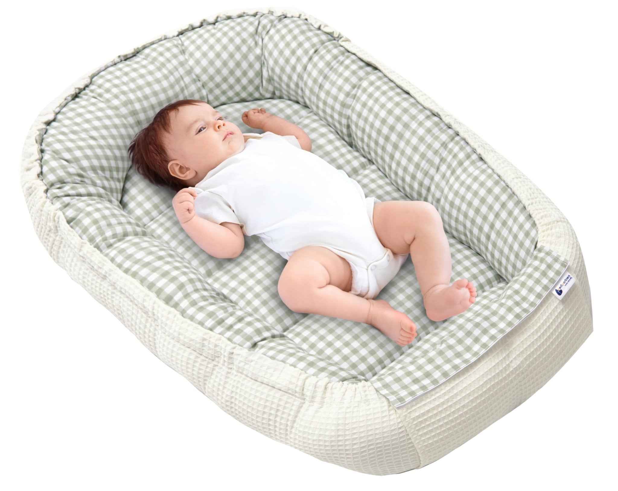 Medi Partners Reducteur de Lit Bebe - Réducteur Bébé 100x60x15cm Cocon et Naissance couffin Nid d'ange 100% Coton Gaufre (Glade avec Gaufre Grise)