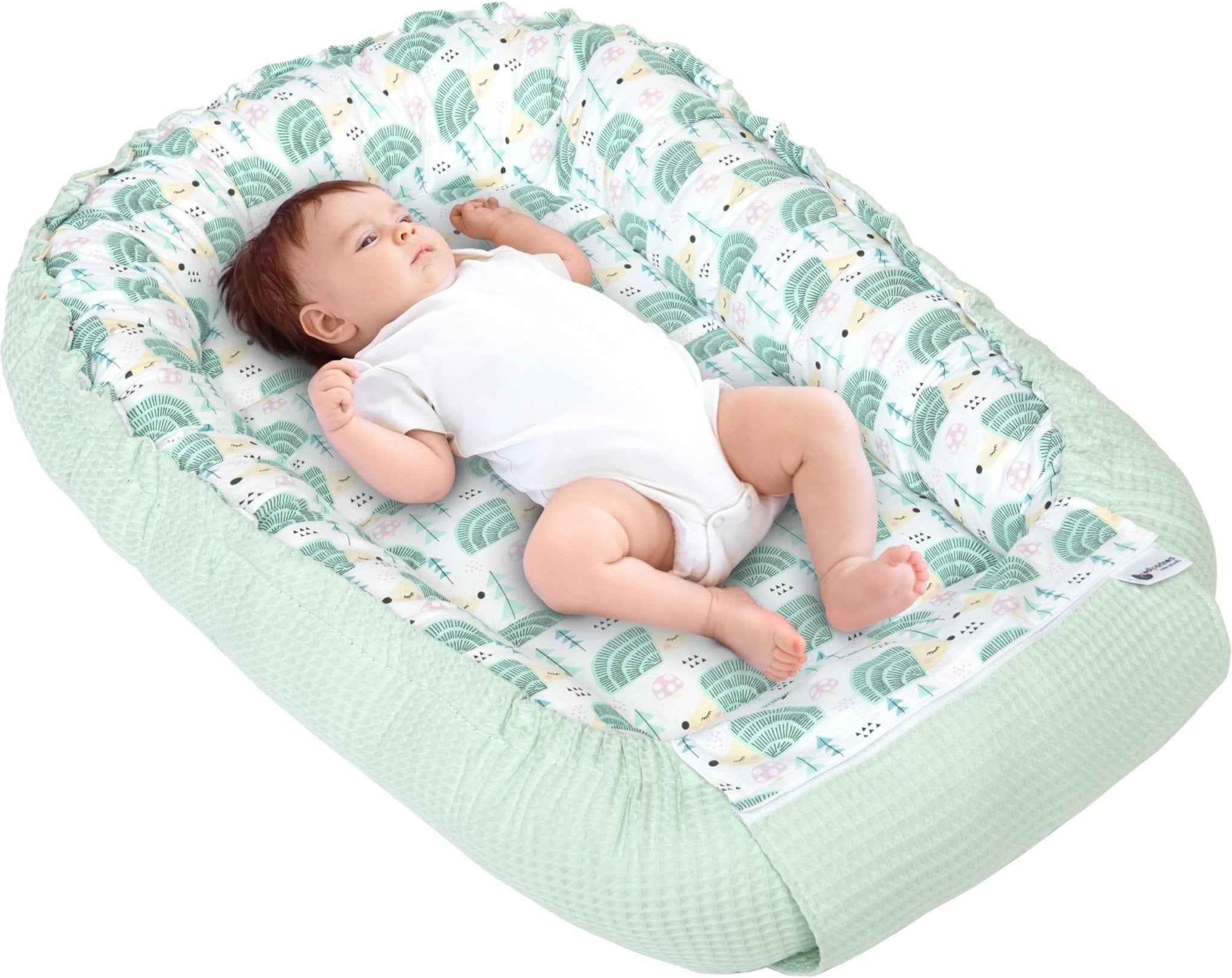 Medi Partners Reducteur de Lit Bebe - Réducteur Bébé 100x60x15cm Cocon et Naissance couffin Nid d'ange 100% Coton Gaufre (Glade avec Gaufre Grise)