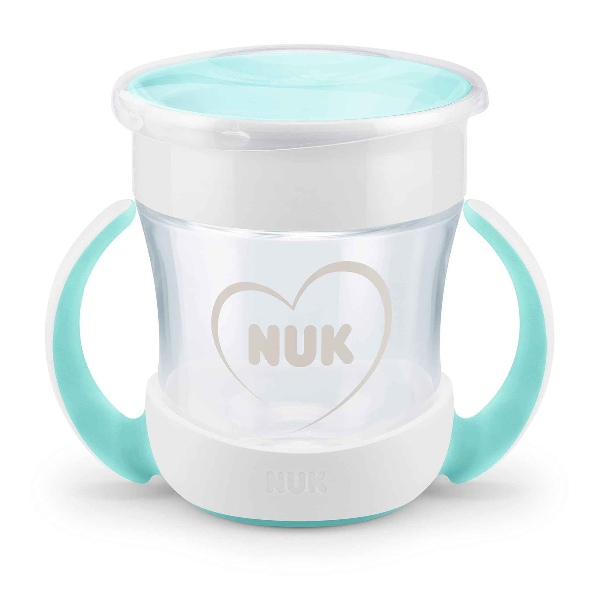 NUK Mini Magic Cup Tasse antifuite | Rebord antifuite 360° | À partir de 6 mois | Poignées ergonomiques | Sans bisphénol A | 160 ml | Bleu (souris)