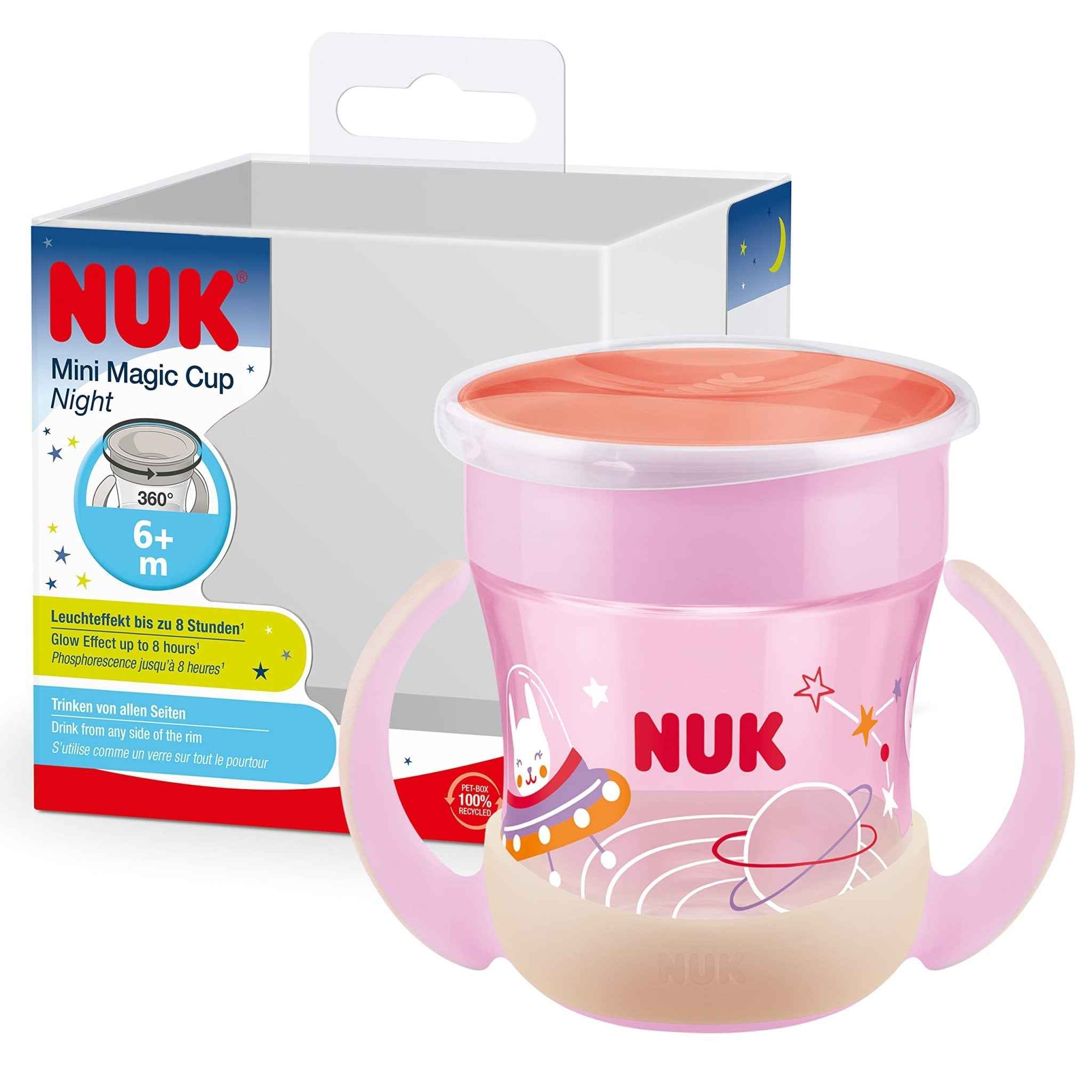 NUK Mini Magic Cup Tasse antifuite | Rebord antifuite 360° | À partir de 6 mois | Poignées ergonomiques | Sans bisphénol A | 160 ml | Bleu (souris)