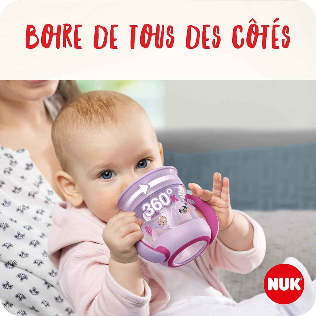 NUK Mini Magic Cup Tasse antifuite | Rebord antifuite 360° | À partir de 6 mois | Poignées ergonomiques | Sans bisphénol A | 160 ml | Bleu (souris)