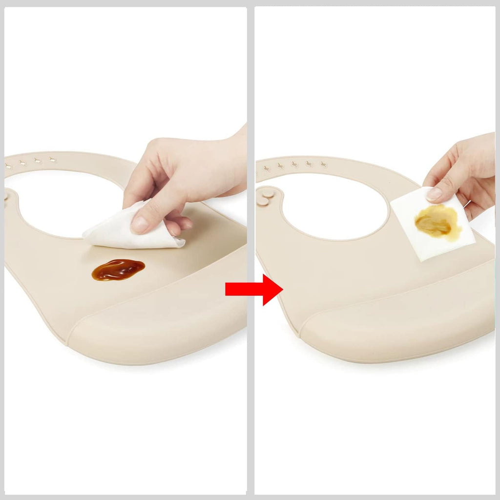 PandaEar Bavoir pour Bébé en Silicone| Lot de 3 Imperméable Ultra Fins et Léger Bavoirs pour les repas en Silicone pour Bébés et Tout - petits| Ajustable, Facile à Nettoyer - BabyNestia