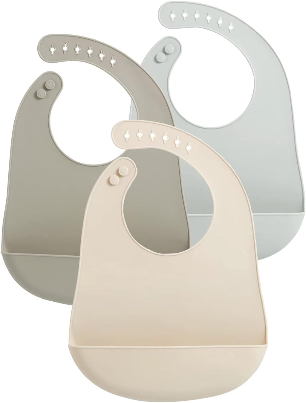 PandaEar Bavoir pour Bébé en Silicone| Lot de 3 Imperméable Ultra Fins et Léger Bavoirs pour les repas en Silicone pour Bébés et Tout - petits| Ajustable, Facile à Nettoyer - BabyNestia