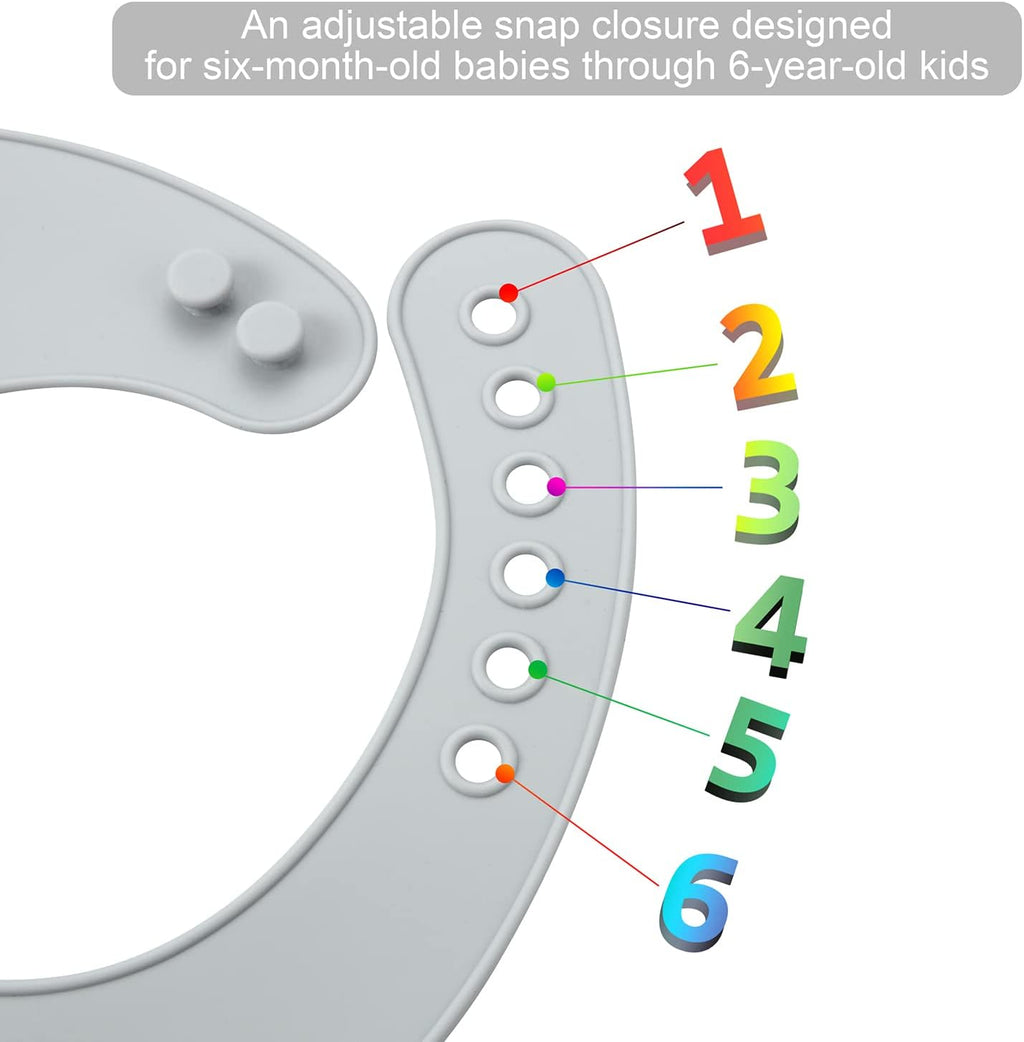 PandaEar Bavoir pour Bébé en Silicone| Lot de 3 Imperméable Ultra Fins et Léger Bavoirs pour les repas en Silicone pour Bébés et Tout - petits| Ajustable, Facile à Nettoyer - BabyNestia