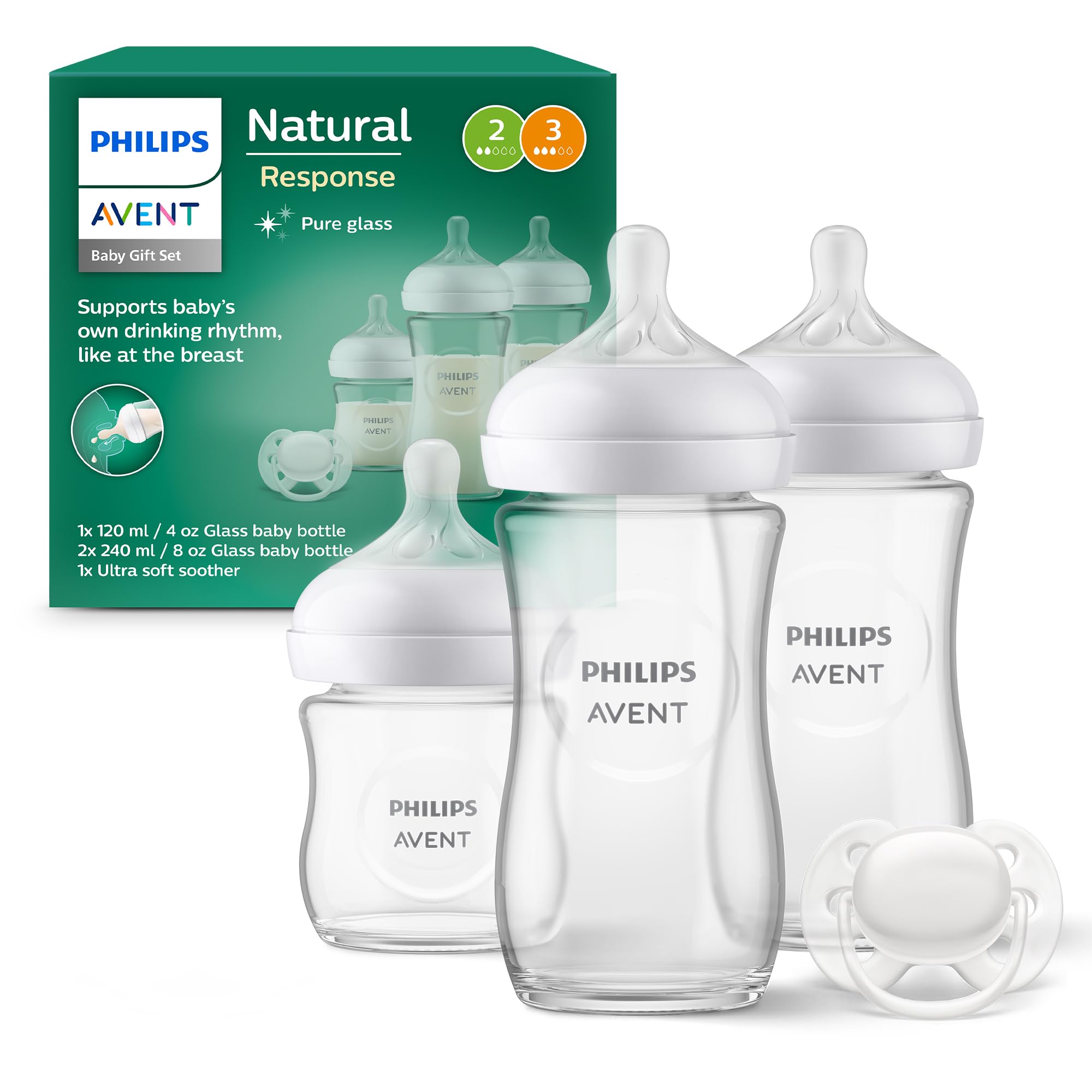 Philips Avent Kit biberons avec valve AirFree pour nouveau - né – 4 biberons à Réponse Naturelle, sucette ultra - douce et goupillon pour les bébés âgés de 0 à 12 mois (modèle SCD657/11) - BabyNestia