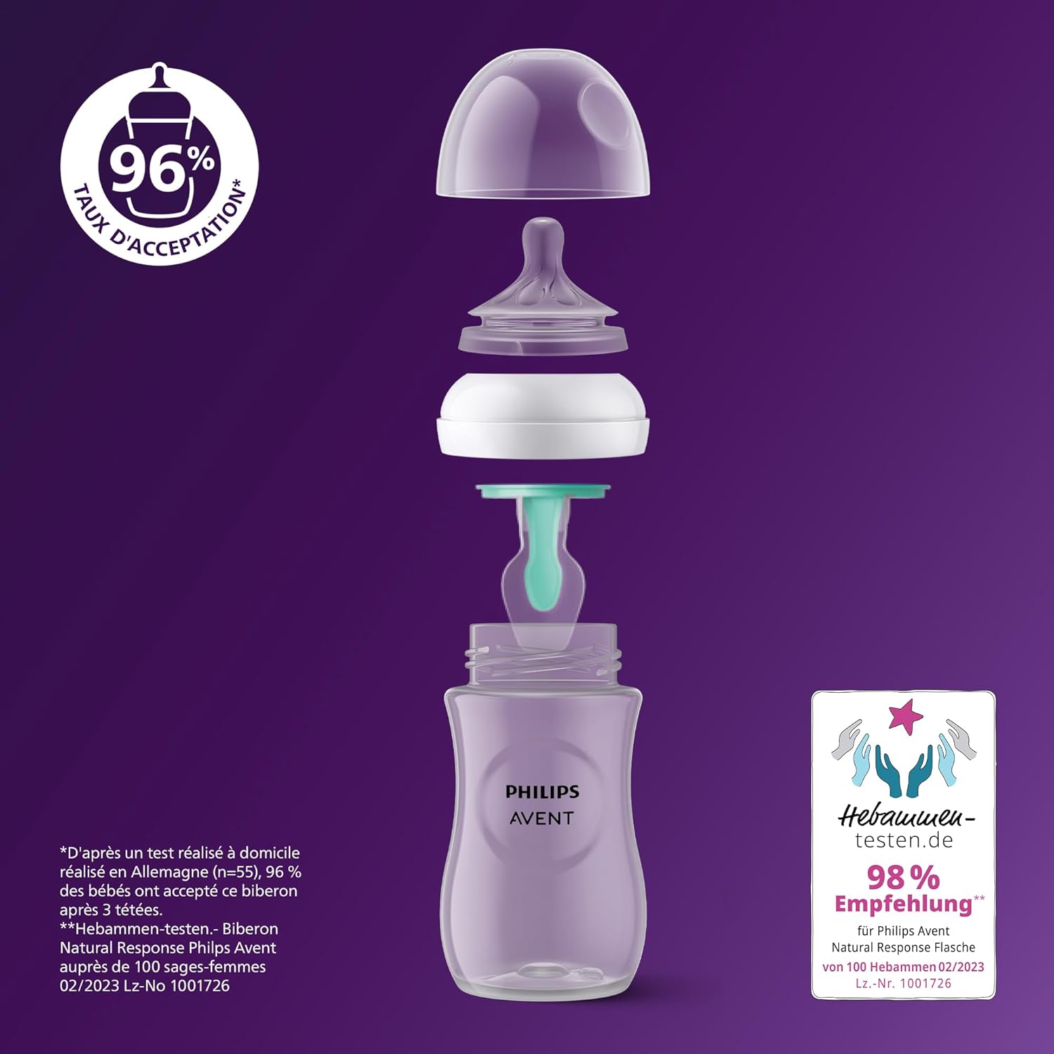 Philips Avent Kit biberons avec valve AirFree pour nouveau - né – 4 biberons à Réponse Naturelle, sucette ultra - douce et goupillon pour les bébés âgés de 0 à 12 mois (modèle SCD657/11) - BabyNestia