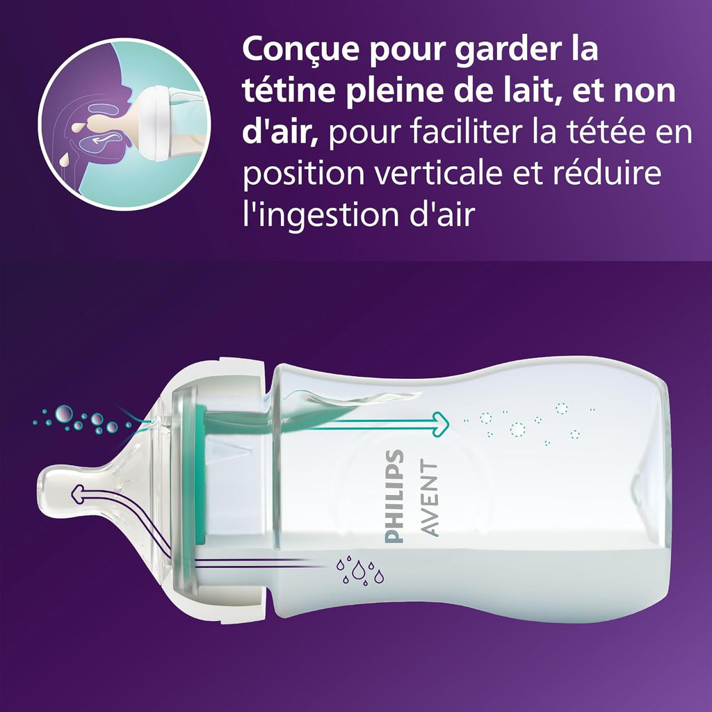 Philips Avent Kit biberons avec valve AirFree pour nouveau - né – 4 biberons à Réponse Naturelle, sucette ultra - douce et goupillon pour les bébés âgés de 0 à 12 mois (modèle SCD657/11) - BabyNestia