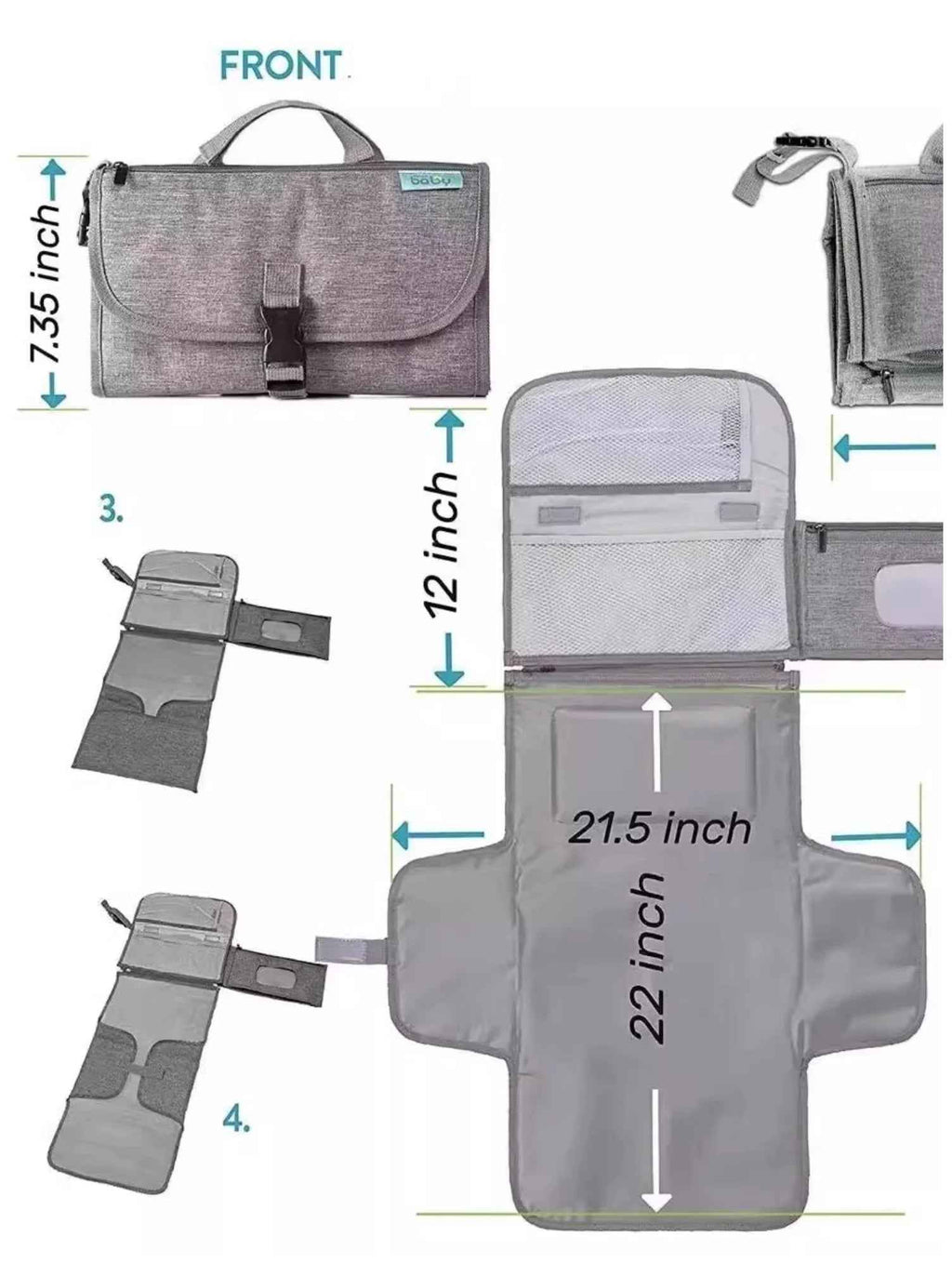 Portable Baby Changing Pad with Built - in Diaper Bag & Wipe Pocket - BabyNestia