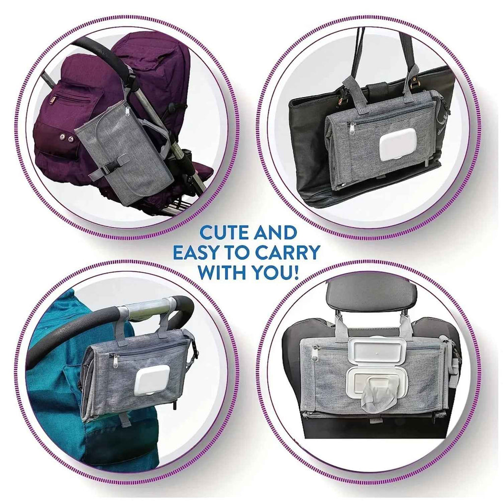 Portable Baby Changing Pad with Built - in Diaper Bag & Wipe Pocket - BabyNestia
