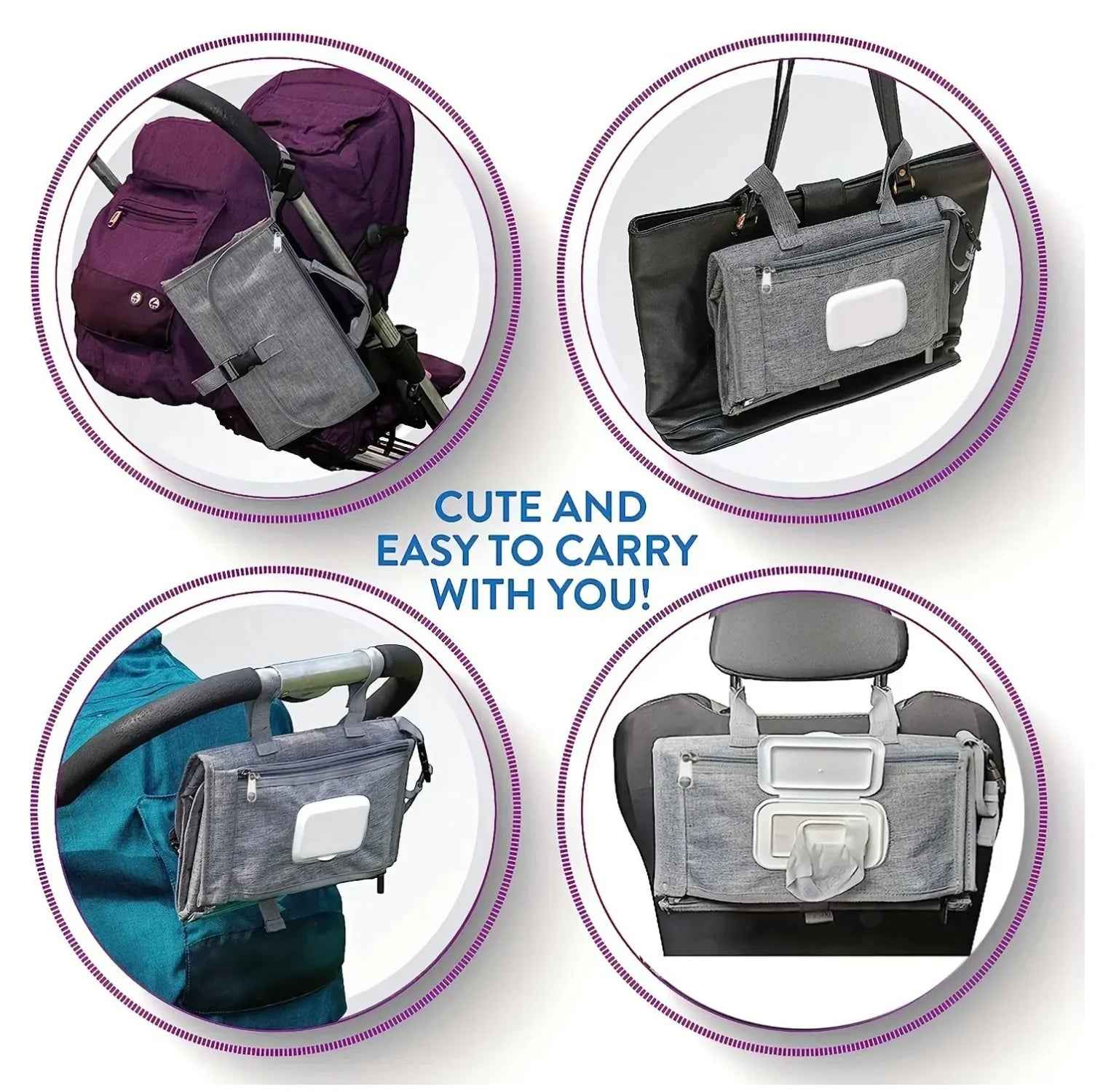 Portable Baby Changing Pad with Built - in Diaper Bag & Wipe Pocket - BabyNestia