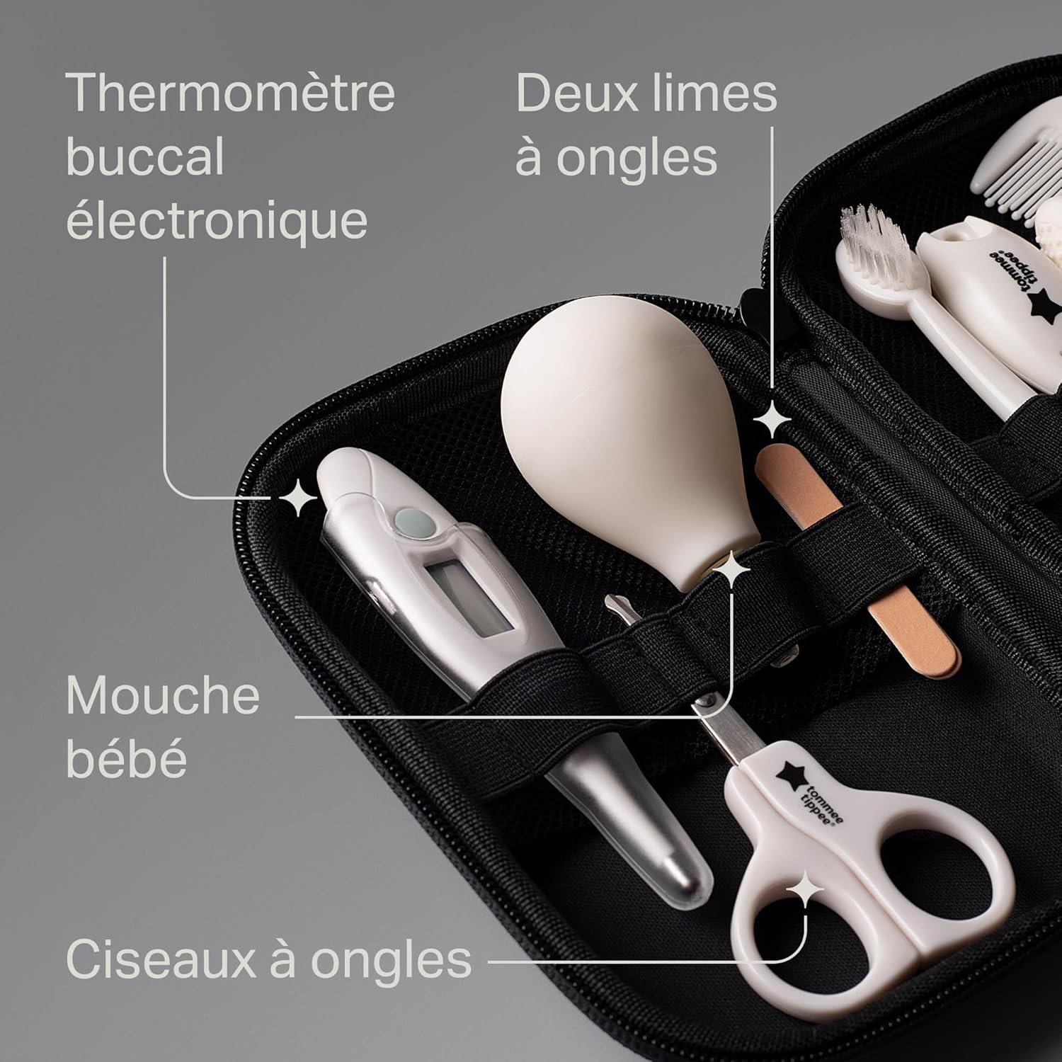 Tommee Tippee Kit de Soin Bébé, Trousse Complète et Transportable, Thermomètre et Ciseaux pour Bébé, Pratique et Hygiénique - BabyNestia